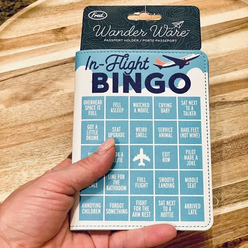 NWT Genuine Fred Wander Ware Passport Holder Wallet - IN FLIGHT BINGO